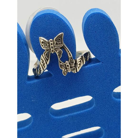 Vintage Sterling Silver Butterfly Floral Toe Ring Handcrafted Unique Boho Style - Picture 9 of 10